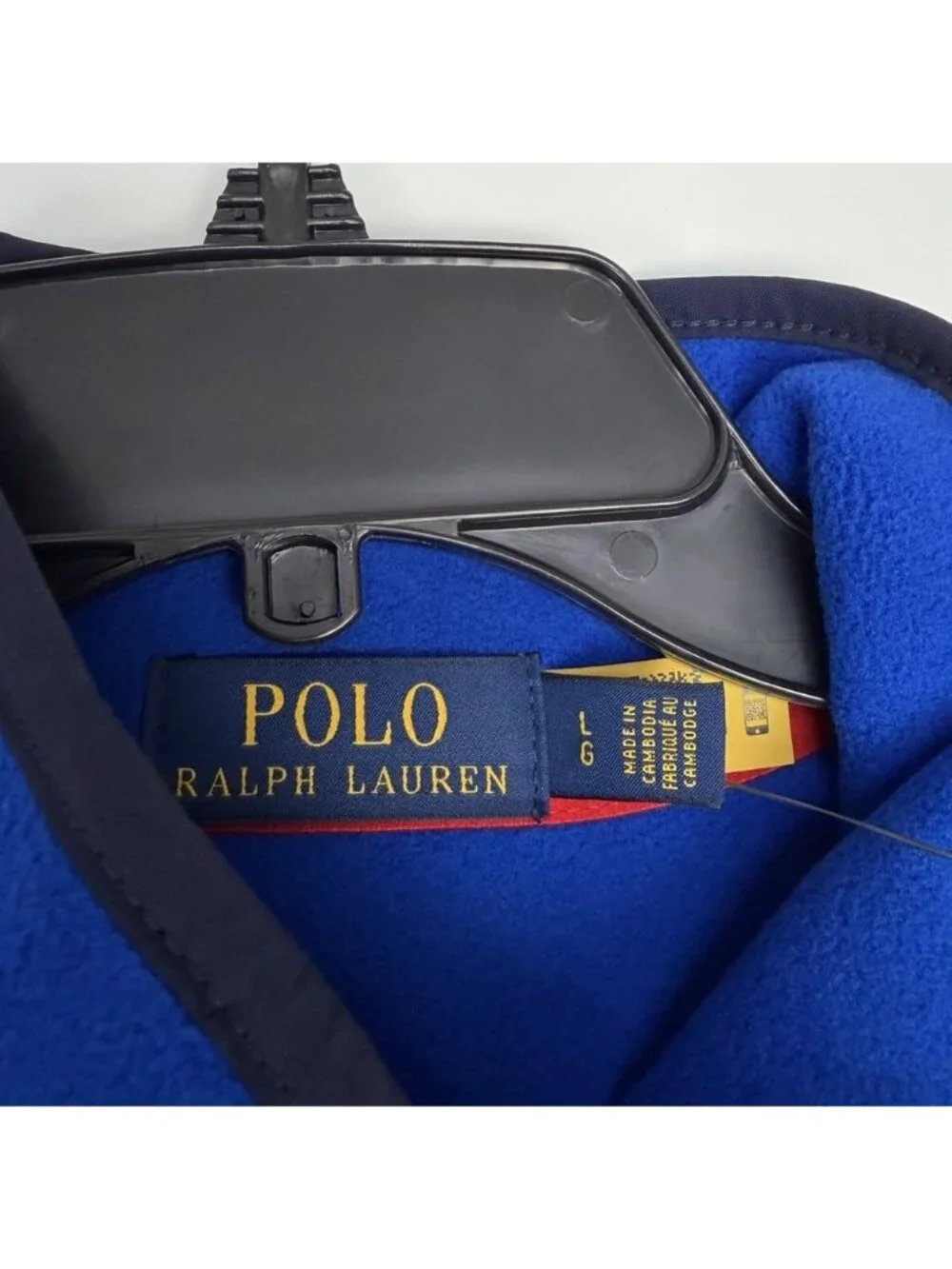 Polo Ralph Lauren Men's L Large Fleece Pullover Mock Neck Blue Snap Jacket New